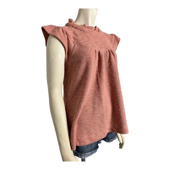 Wishlist Peach High Neck Babydoll Blouse Shirt Top Ruffled S Small Keyhole - Picture 2 of 5